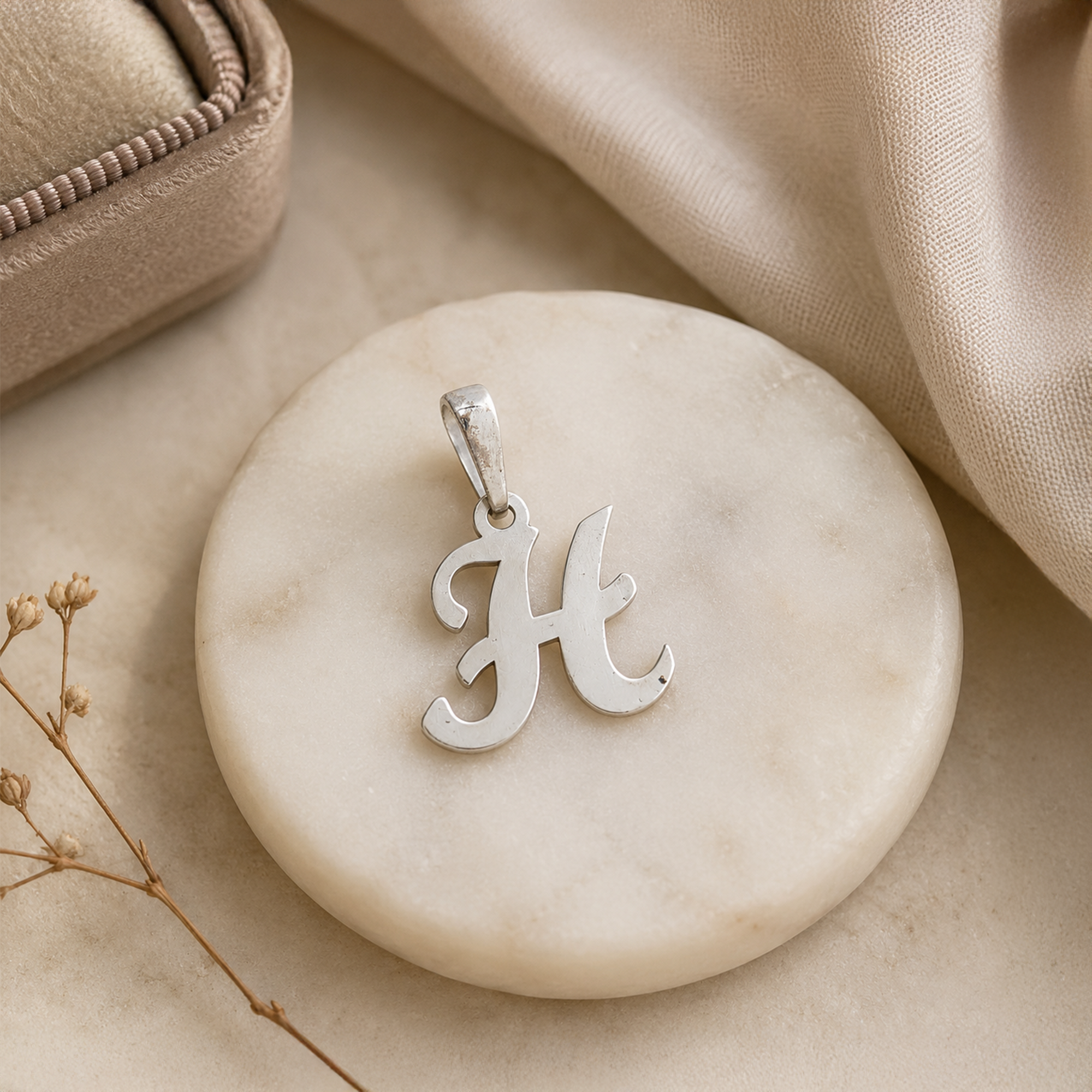 Personalized Initial "H" Pendant Necklace | 925 Sterling Silver Alphabet Charm