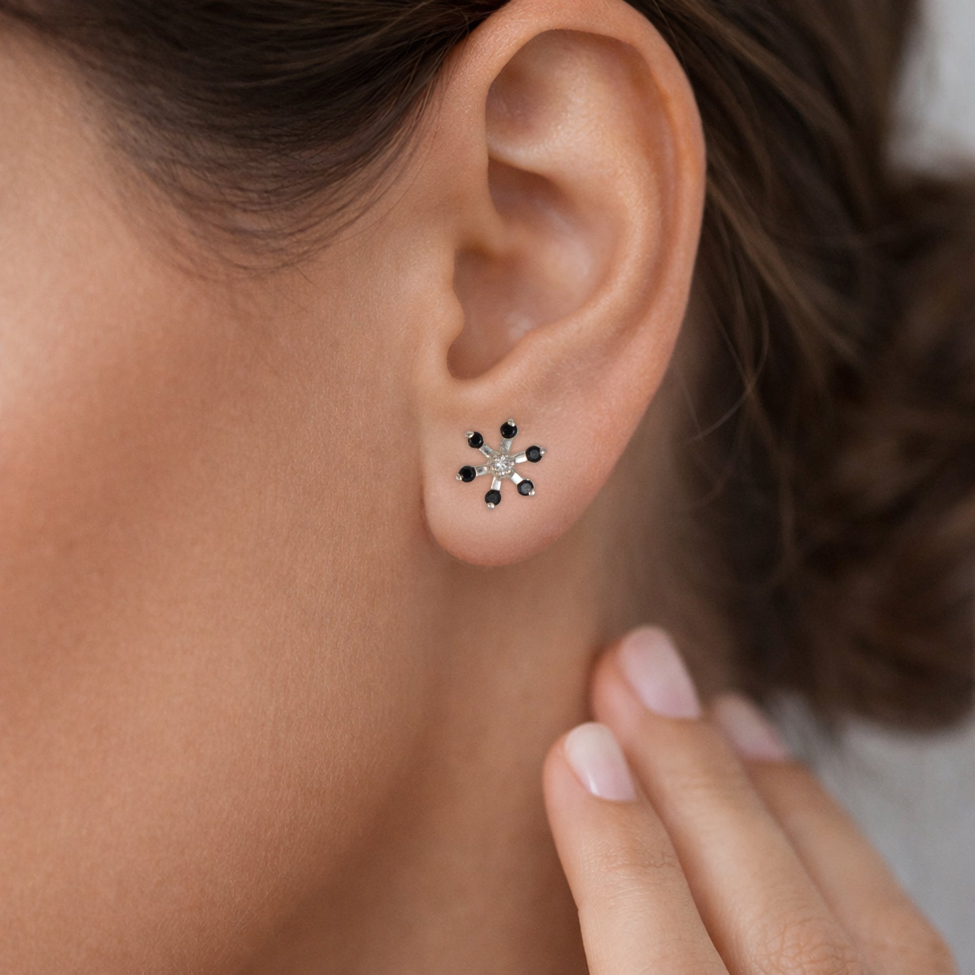 925 Sterling Silver Snowflake Stud Earrings for Women | Minimal Crystal Star Earrings