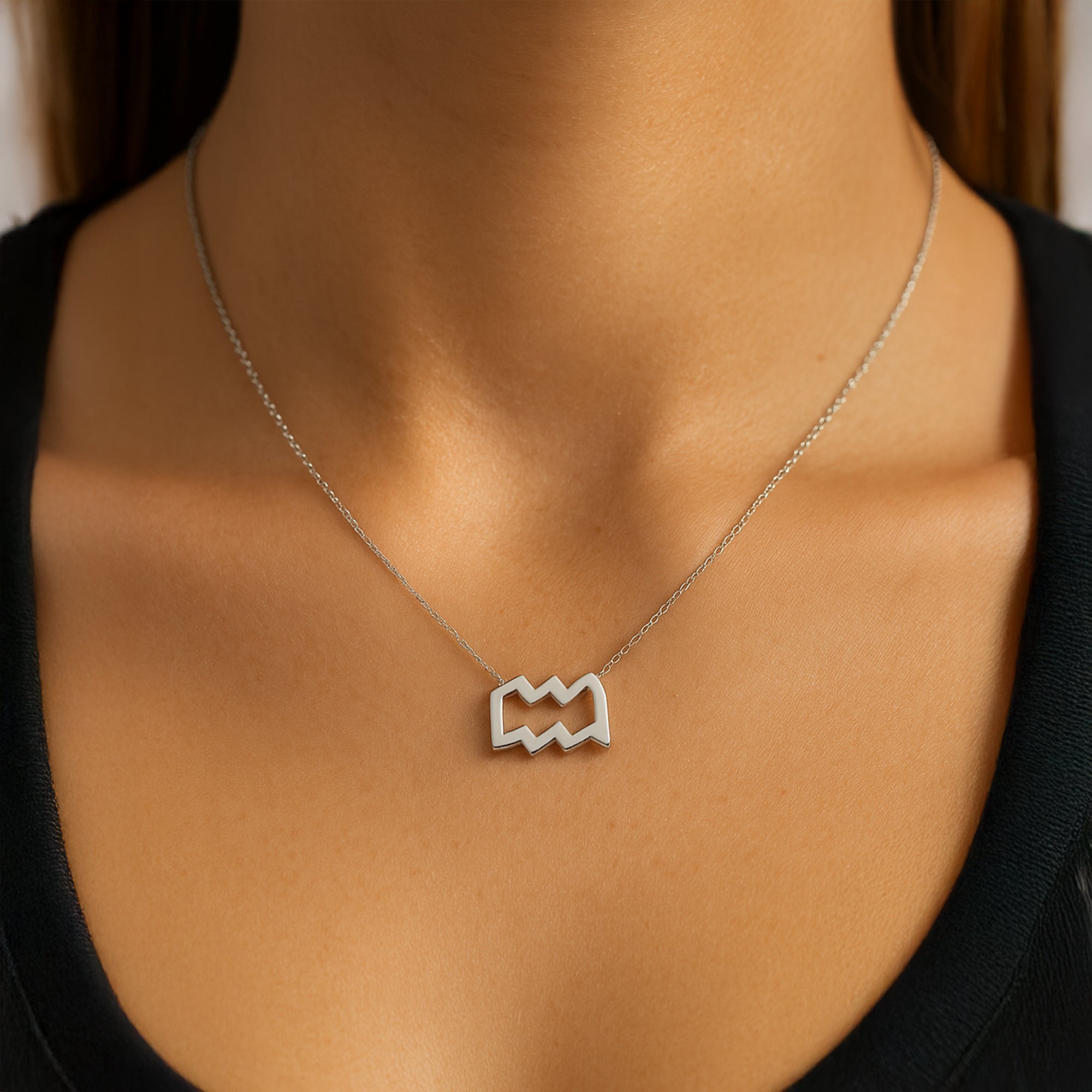 TVISVA JEWELS 925 Sterling Silver Aquarius Zodiac Pendant Necklace for Women & Girls