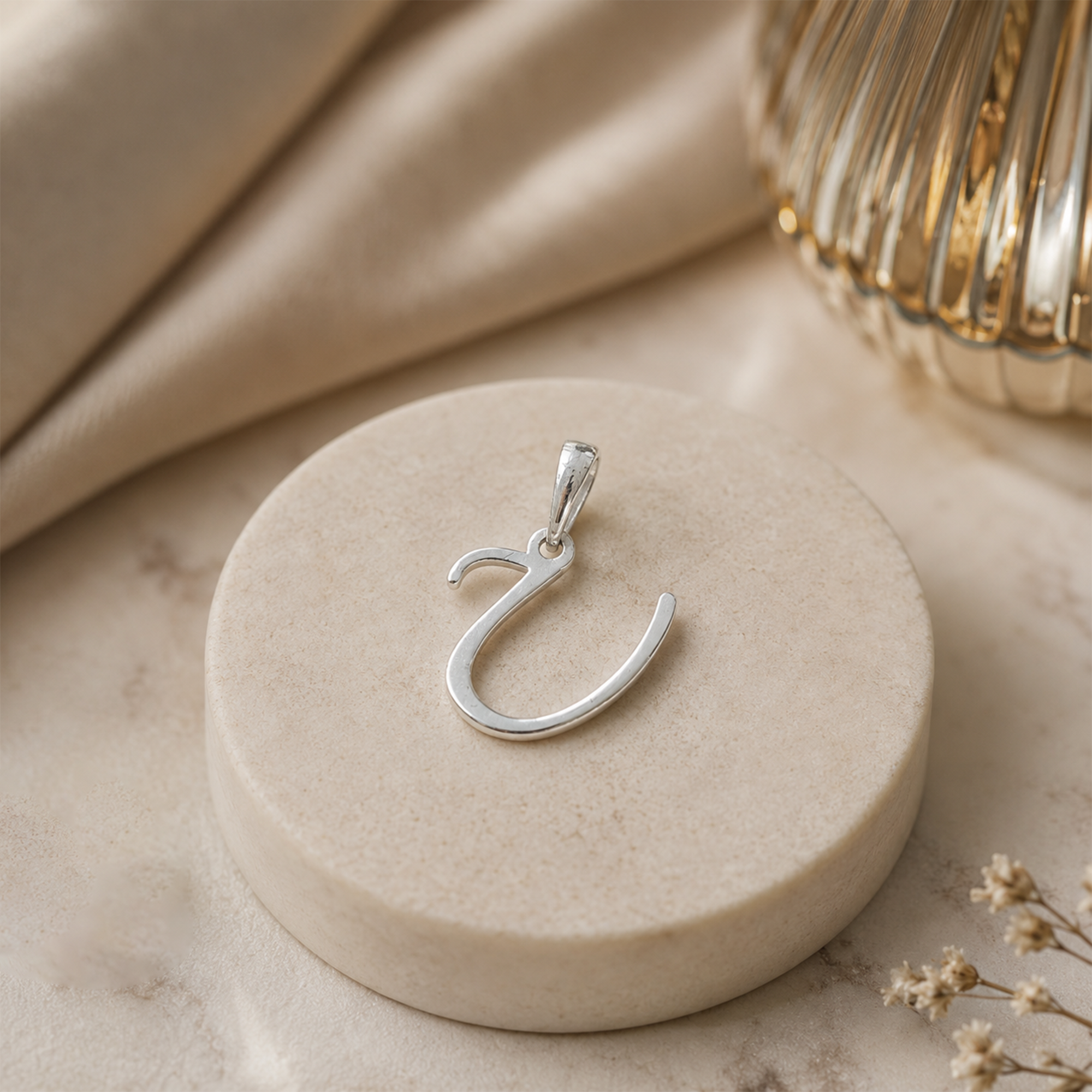 Personalized Initial "U" Pendant Necklace | 925 Sterling Silver Alphabet Charm