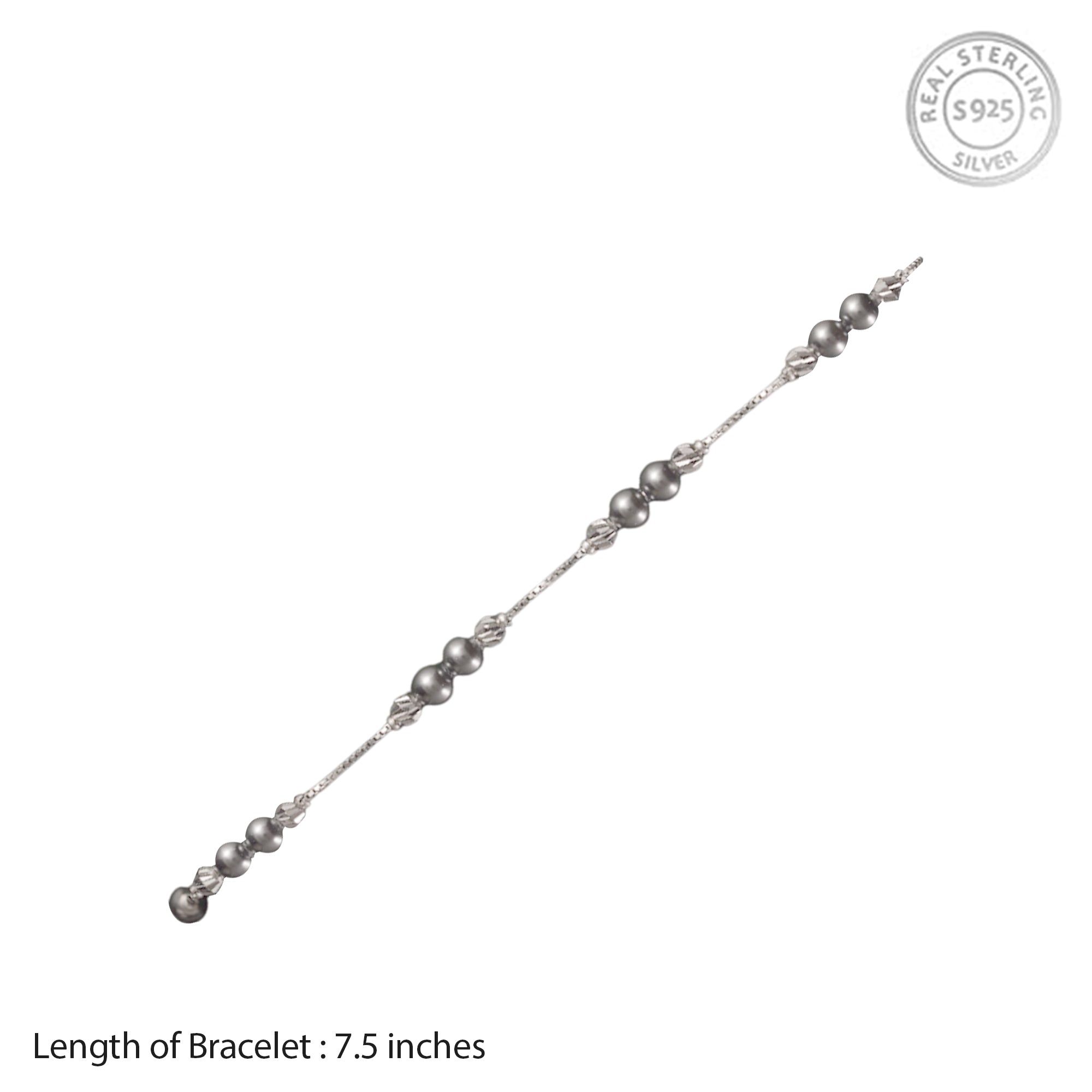 Matte Silver Beaded Bracelet with Textured Accent Spacers