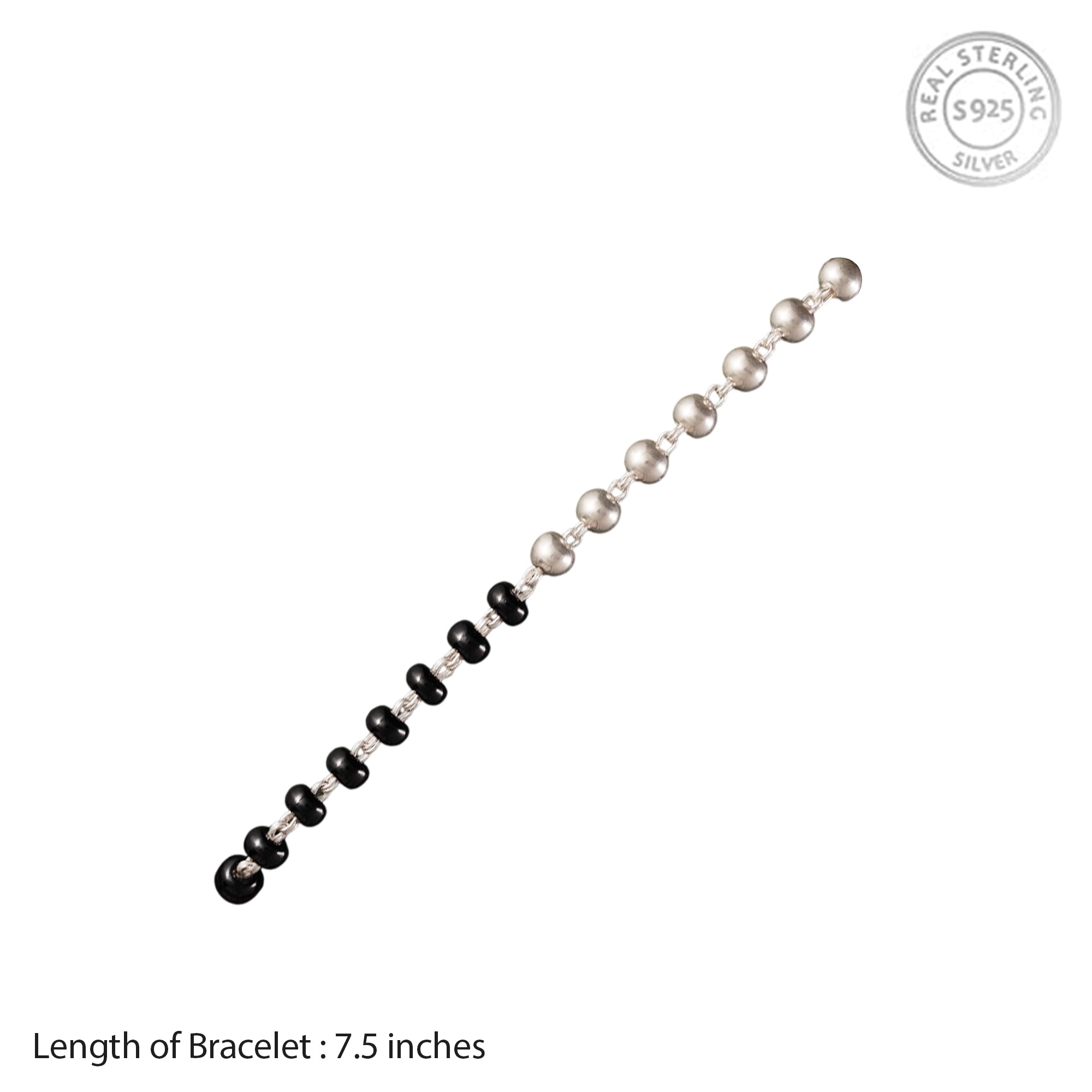 Black & Silver Beaded Dual-Tone Bracelet – Traditional Style