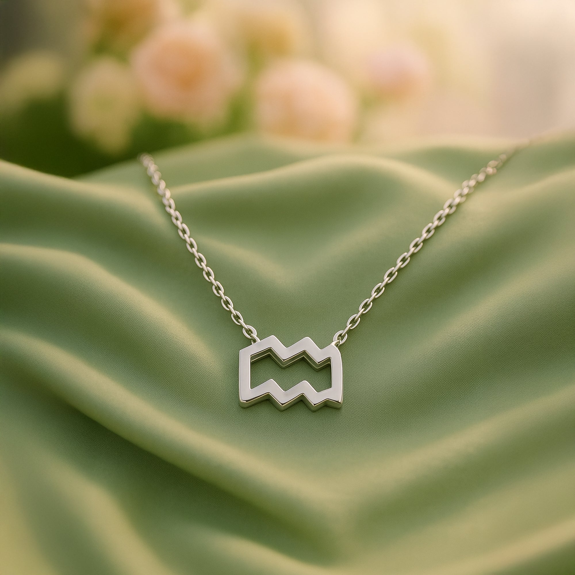 TVISVA JEWELS 925 Sterling Silver Aquarius Zodiac Pendant Necklace for Women & Girls
