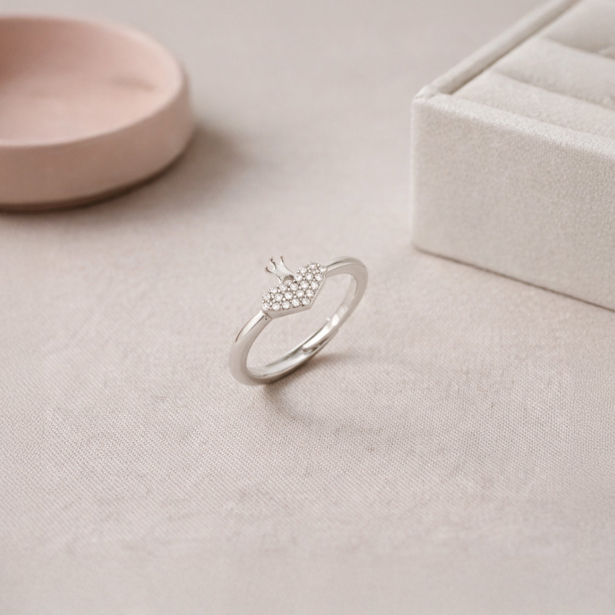 S925 Sterling Silver Crown Heart Ring for Women | Zircon Studded Princess Design Ring
