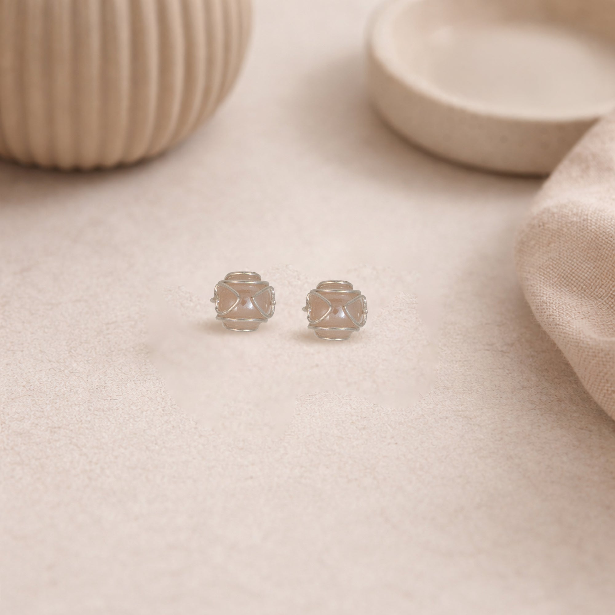 Clear Crystal Bead Stud Earrings for Women | 925 Sterling Silver Wire Wrapped Studs