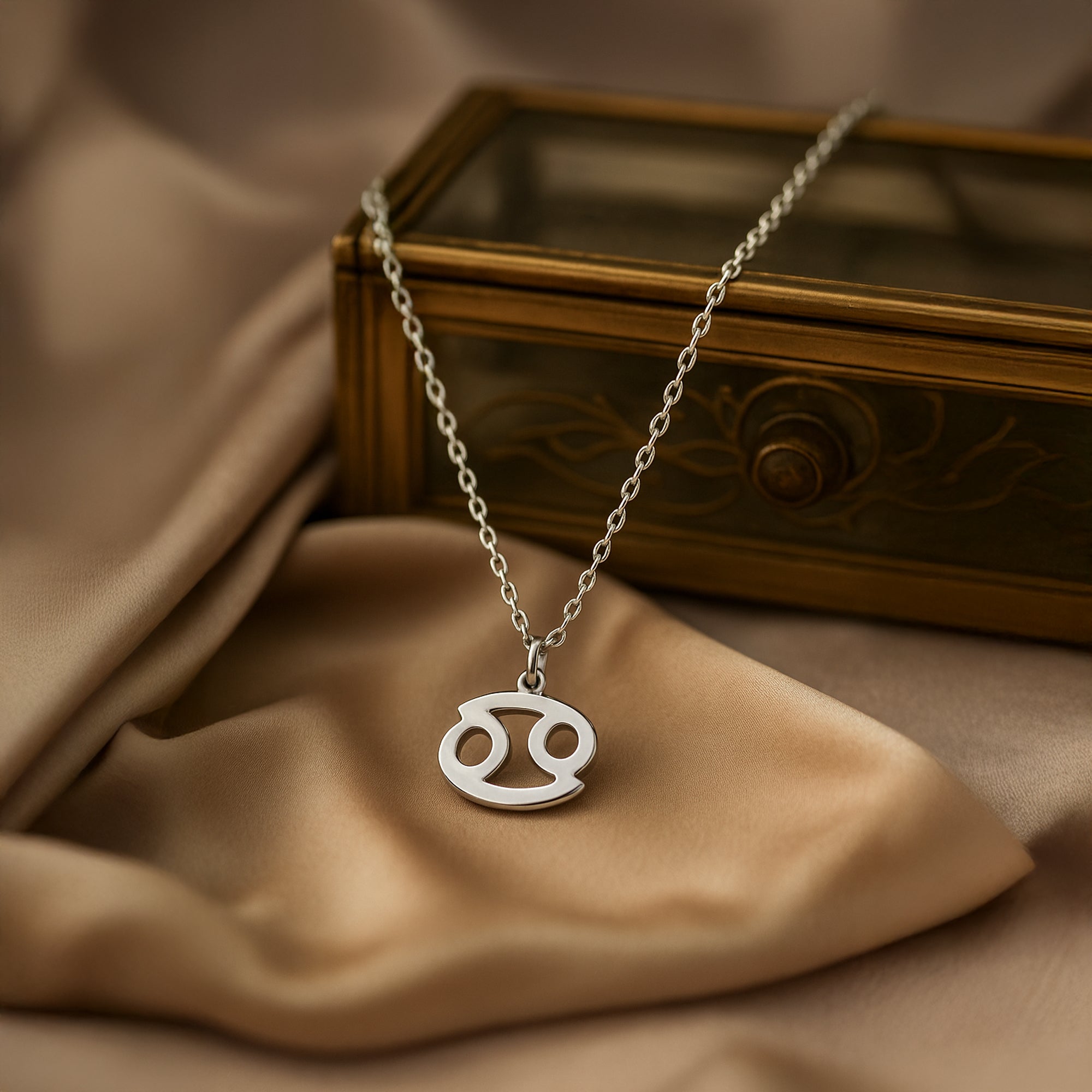 TVISVA JEWELS 925 Sterling Silver Cancer Zodiac Pendant Necklace for Women & Girls