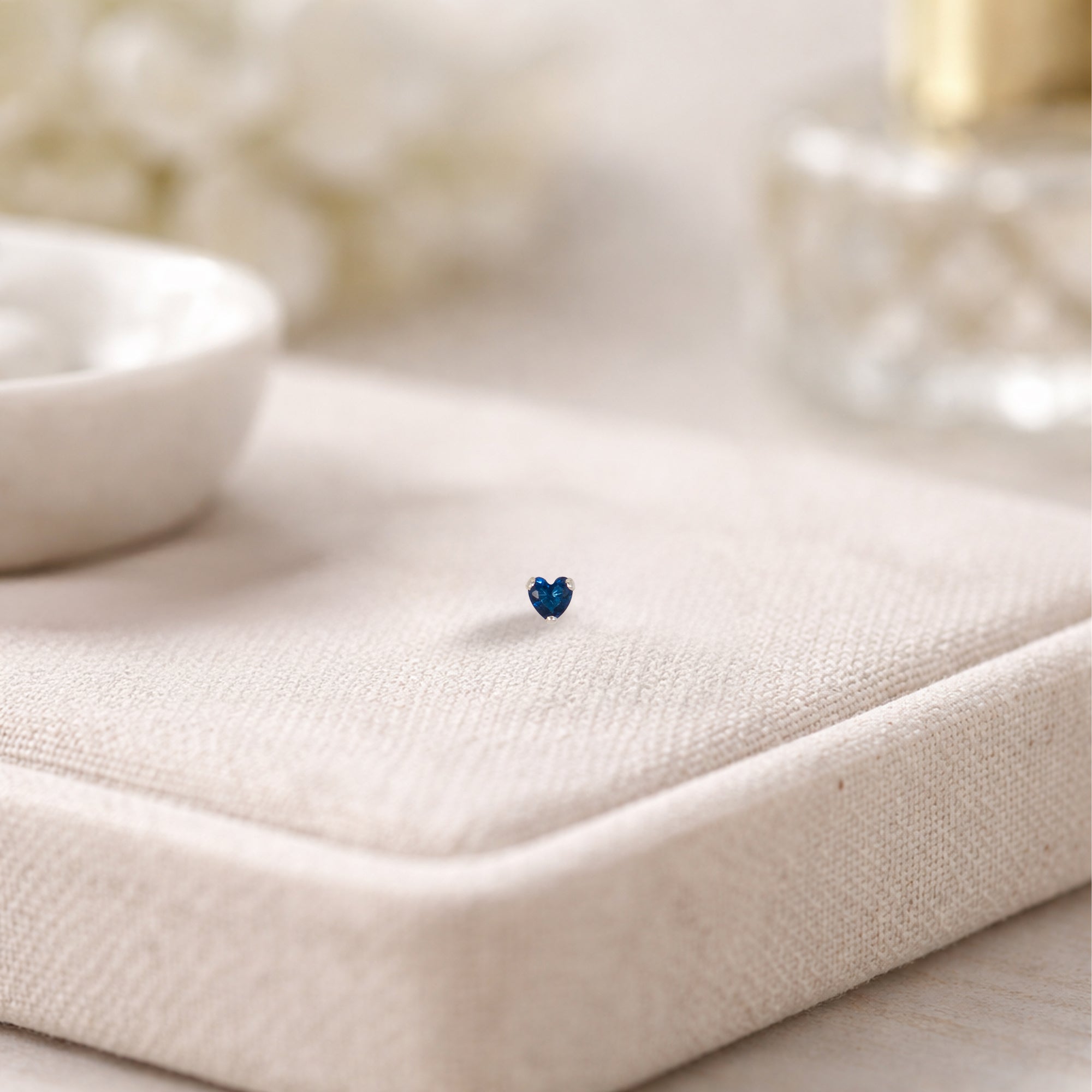 Blue Heart Stone Sterling Silver Nose Pin