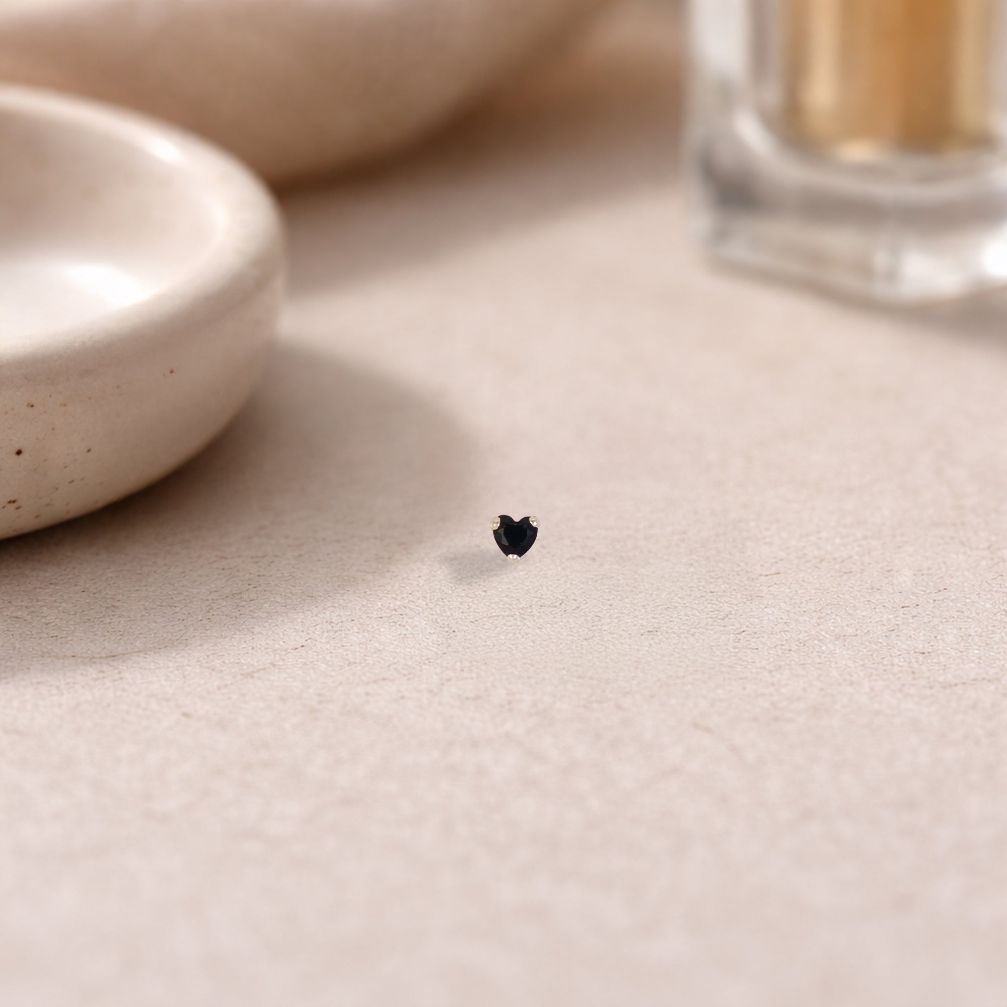 TVISVA JEWELS 925 Sterling Silver Black Heart Nose Pin for Women & Girls