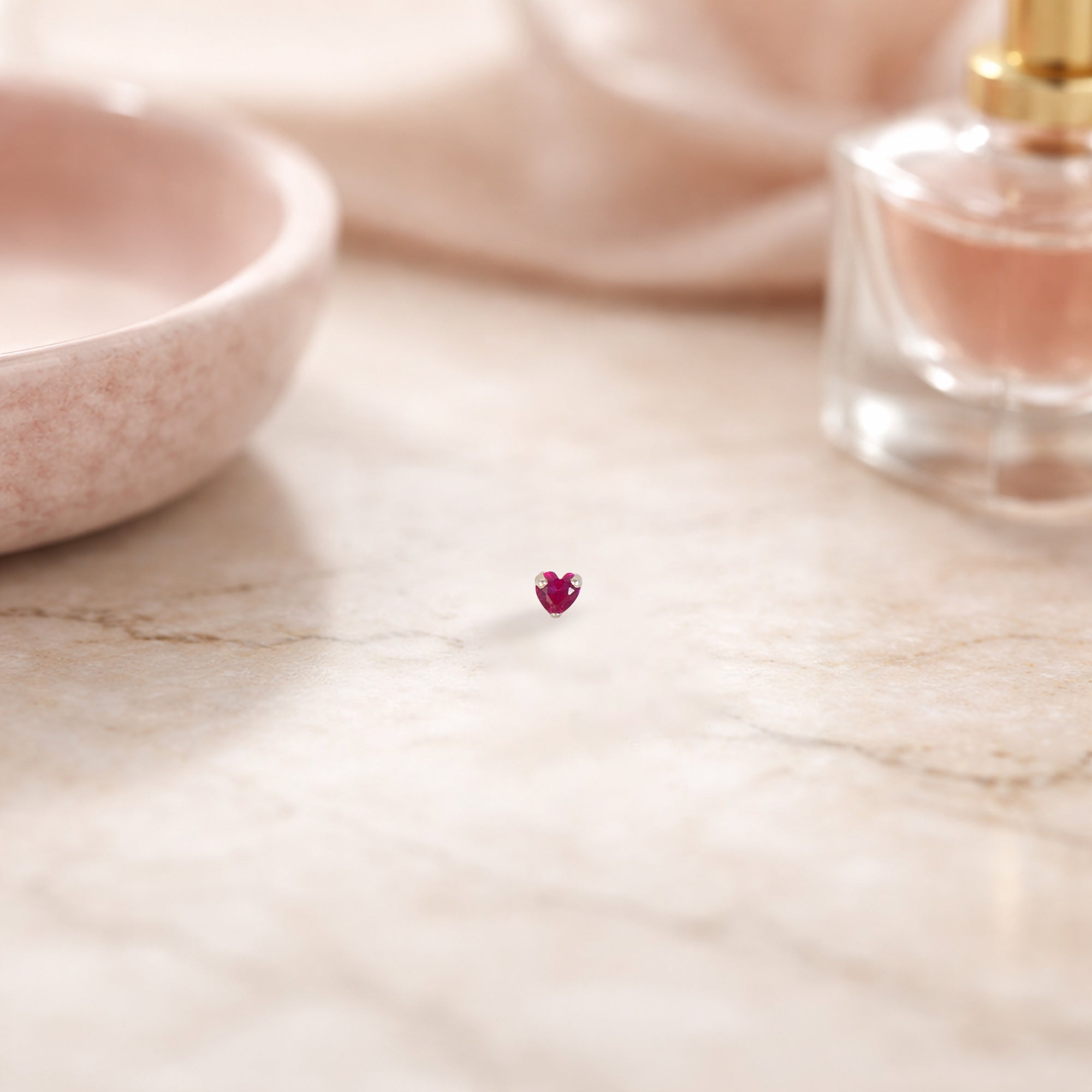 Sterling Silver Pink Heart Nose Pin