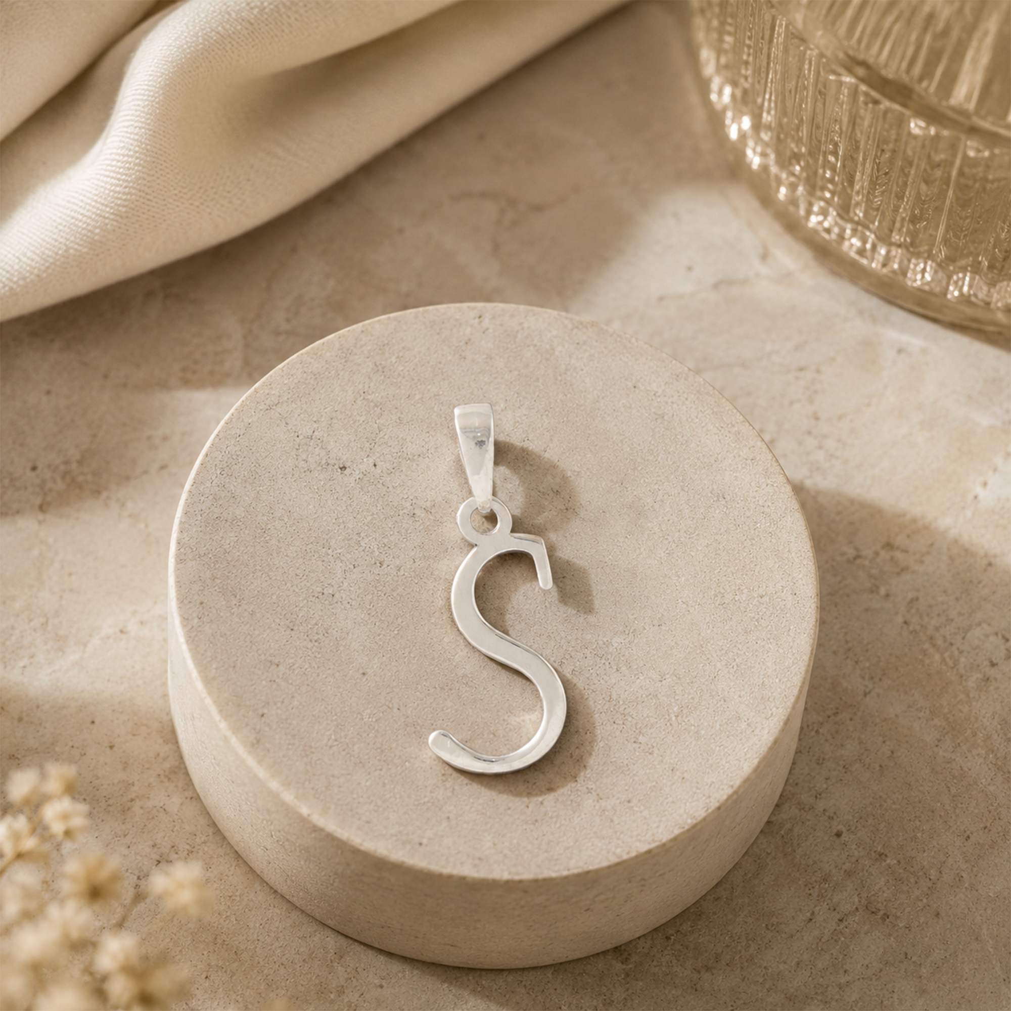 925 Sterling Silver S Initial Pendant | Personalized Alphabet Necklace Charm | Elegant Letter S Pendant