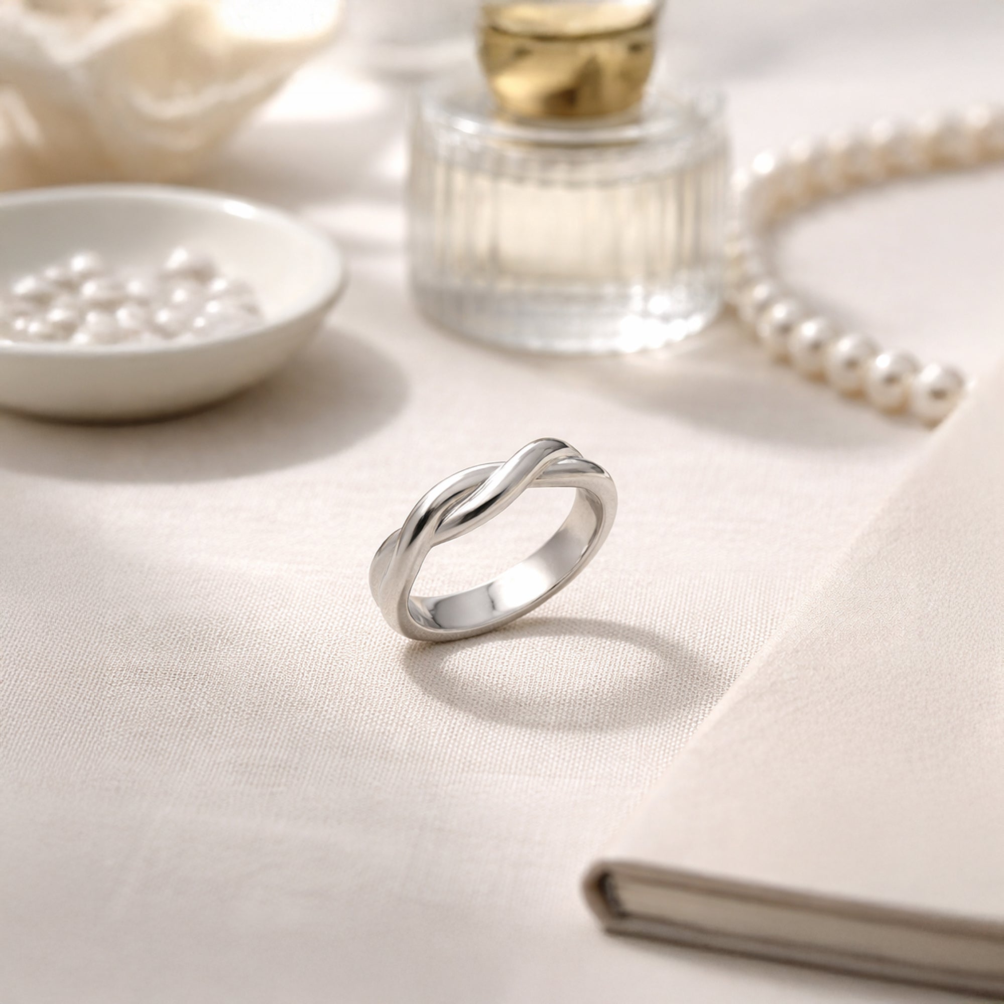 925 Sterling Silver Braided Band Ring for Women | Twisted Knot Design Statement Ring