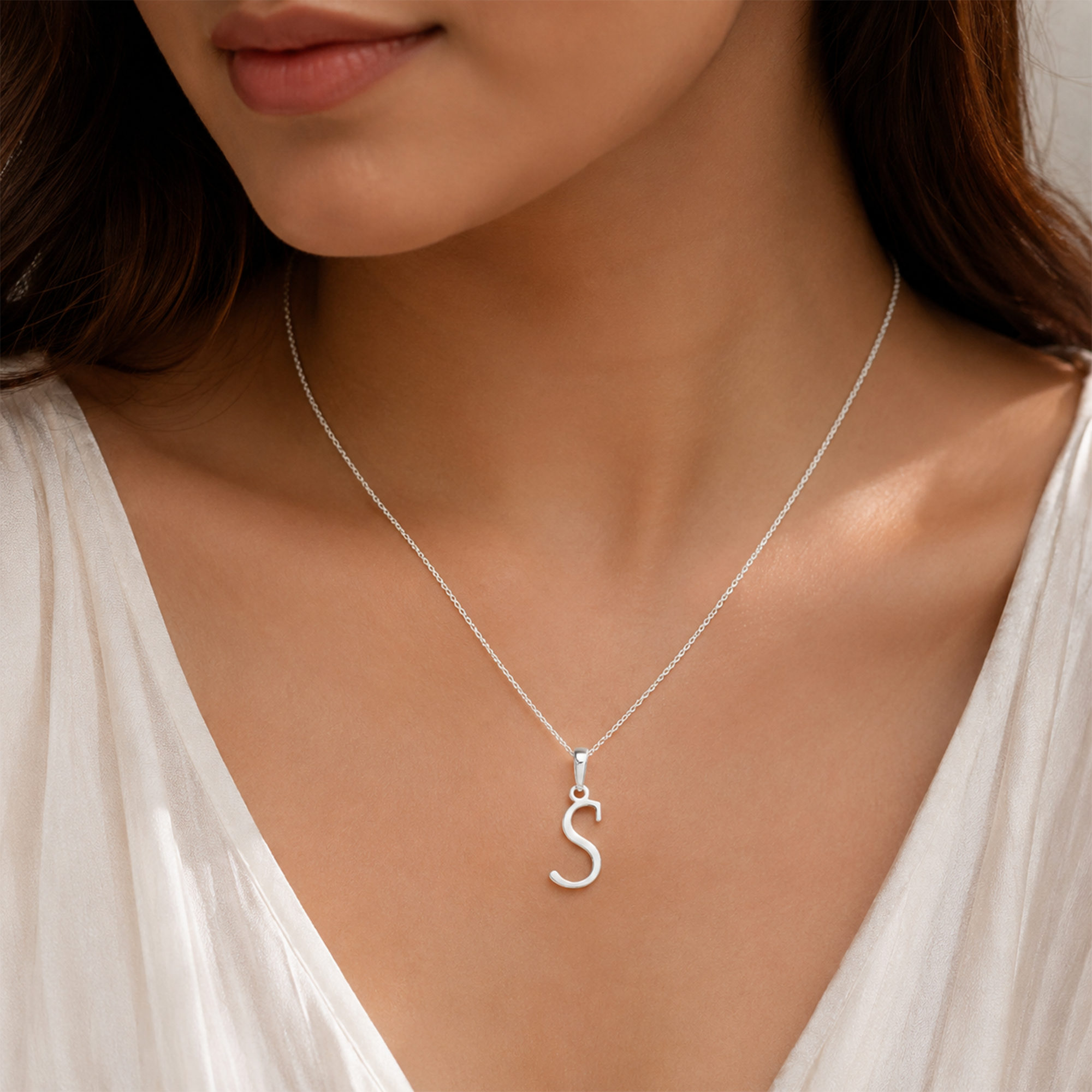 925 Sterling Silver S Initial Pendant | Personalized Alphabet Necklace Charm | Elegant Letter S Pendant
