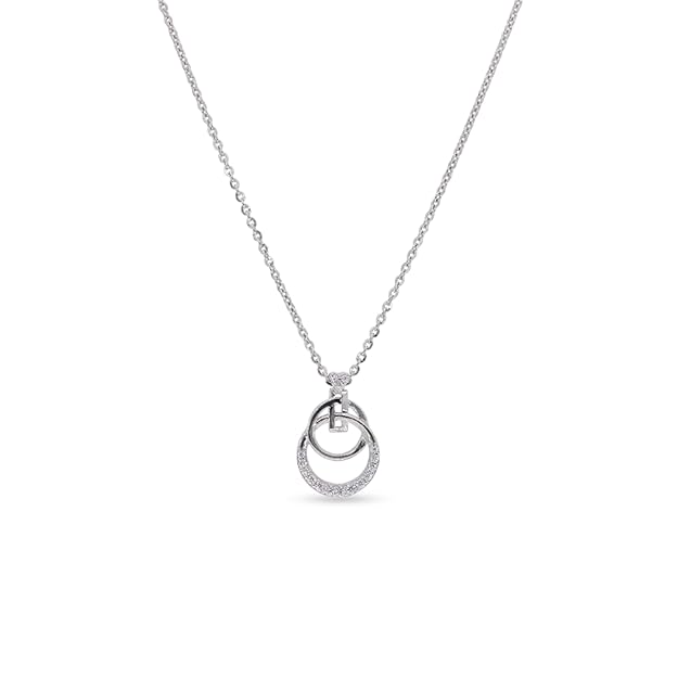 925 Sterling Silver | Interlocking Circle Necklace in 925 Silver – Sparkling Zircon-Studded Pendant for Women | Premium Necklace for Women and girls