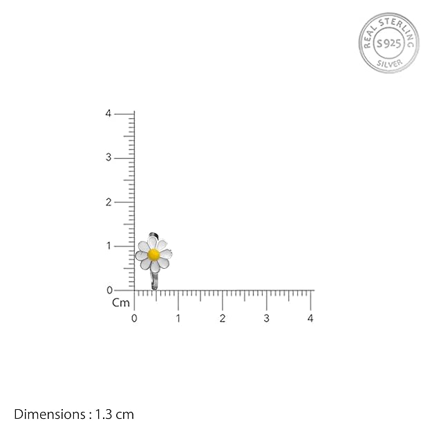 Sterling Silver Daisy Flower Earrings – White Petal & Yellow Center Enamel Jewellery for Women & Girls