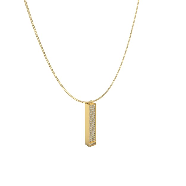 Gold Plated Sterling Silver Vertical Bar Pendant Necklace for Women