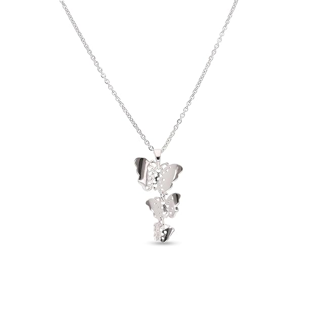 925 Sterling Silver | Silver Triple Butterfly Pendant Necklace – Polished Charm Chain for Elegant Everyday and Occasion Wear