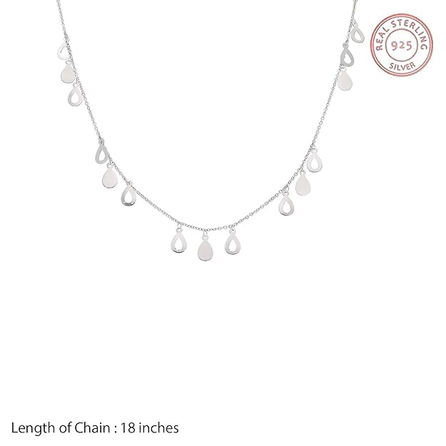 925 Sterling Silver Waterdrop Charm Necklace for Women | Dainty Silver Chain Jewelry for Gifting