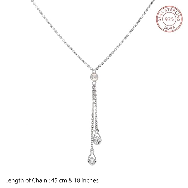 925 Sterling Silver Jewelry Set with Polished Ball Pendant Necklace and Long Dual-Strand Chain Drop Earrings – Lightweight and Elegant Design for Daily to Occasion Wear