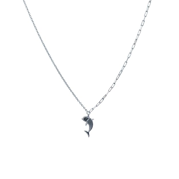 Ocean Theme Chain Jewellery 925 Sterling Silver Dolphin Pendant Necklace for Women & Girls