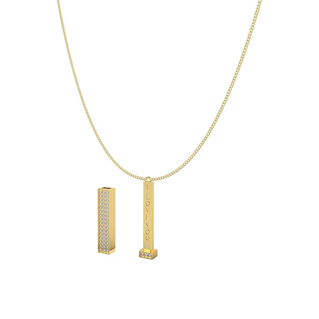 Gold Plated Sterling Silver Vertical Bar Pendant Necklace for Women