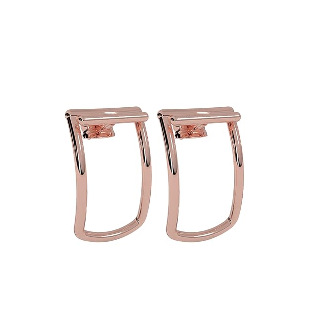 Sleek Rose Gold U-Hoop Earrings for Women – Bold, Curved Bar Design in Polished Finish