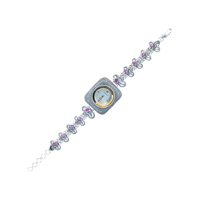 925 Sterling Silver Bracelet Watch for Women with Square White Dial – Stylish, Designer, and Branded Silver Watch for Women