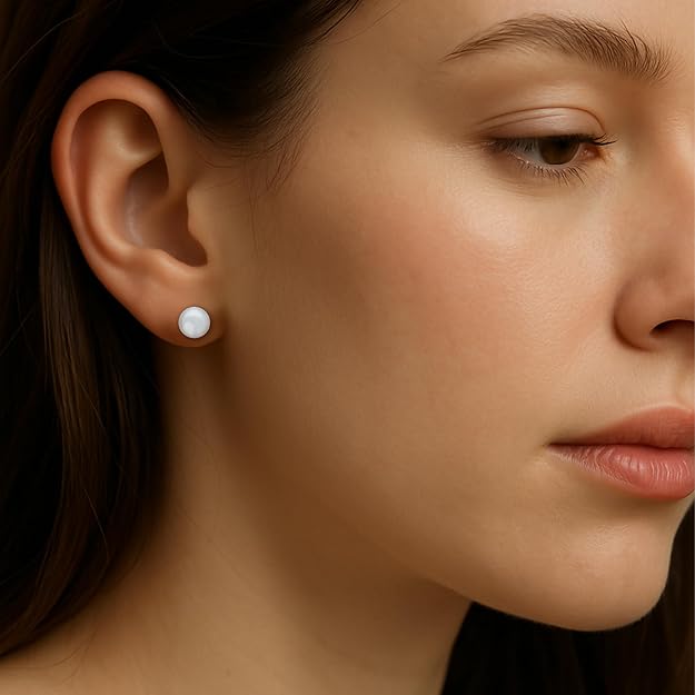 Elegant White Pearl Stud Earrings for Women & Girls | Classic Round Freshwater Pearl Earrings