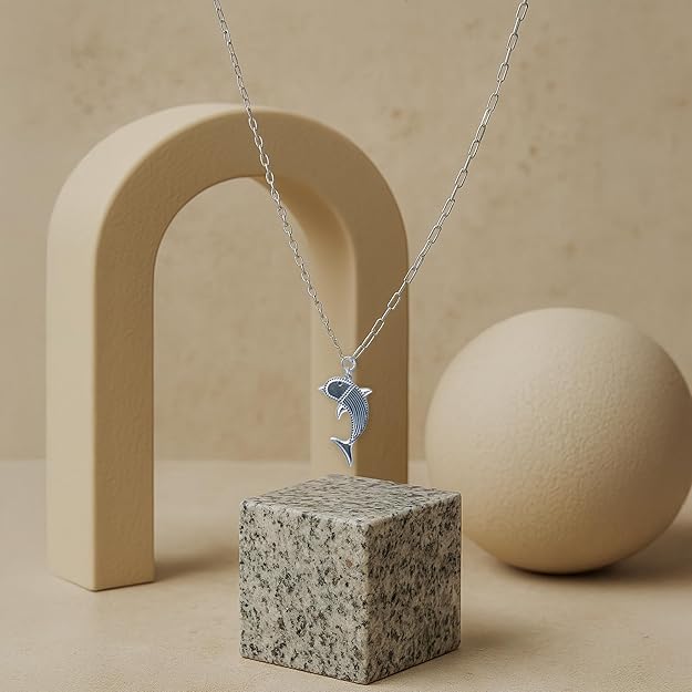 Ocean Theme Chain Jewellery 925 Sterling Silver Dolphin Pendant Necklace for Women & Girls