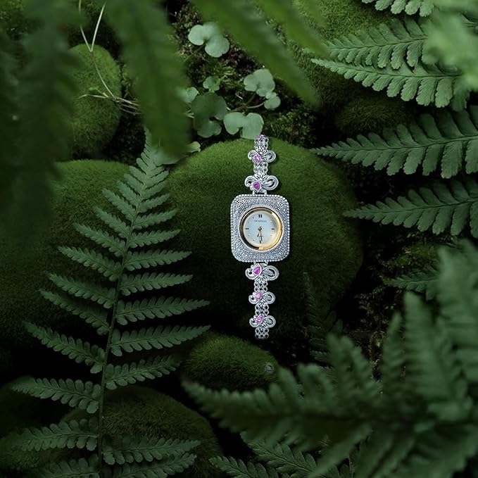 925 Sterling Silver Bracelet Watch for Women with Square White Dial – Stylish, Designer, and Branded Silver Watch for Women