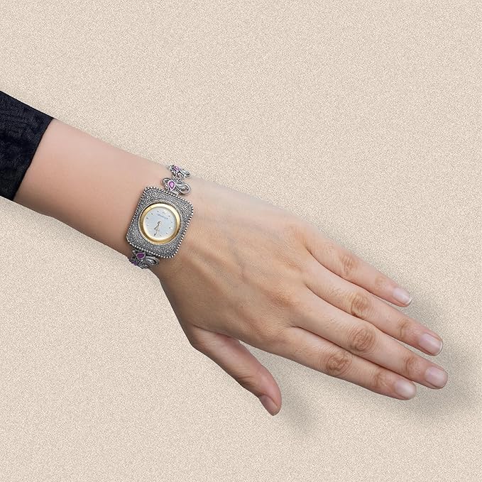 925 Sterling Silver Bracelet Watch for Women with Square White Dial – Stylish, Designer, and Branded Silver Watch for Women