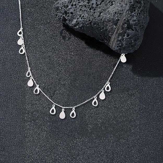 925 Sterling Silver Waterdrop Charm Necklace for Women | Dainty Silver Chain Jewelry for Gifting