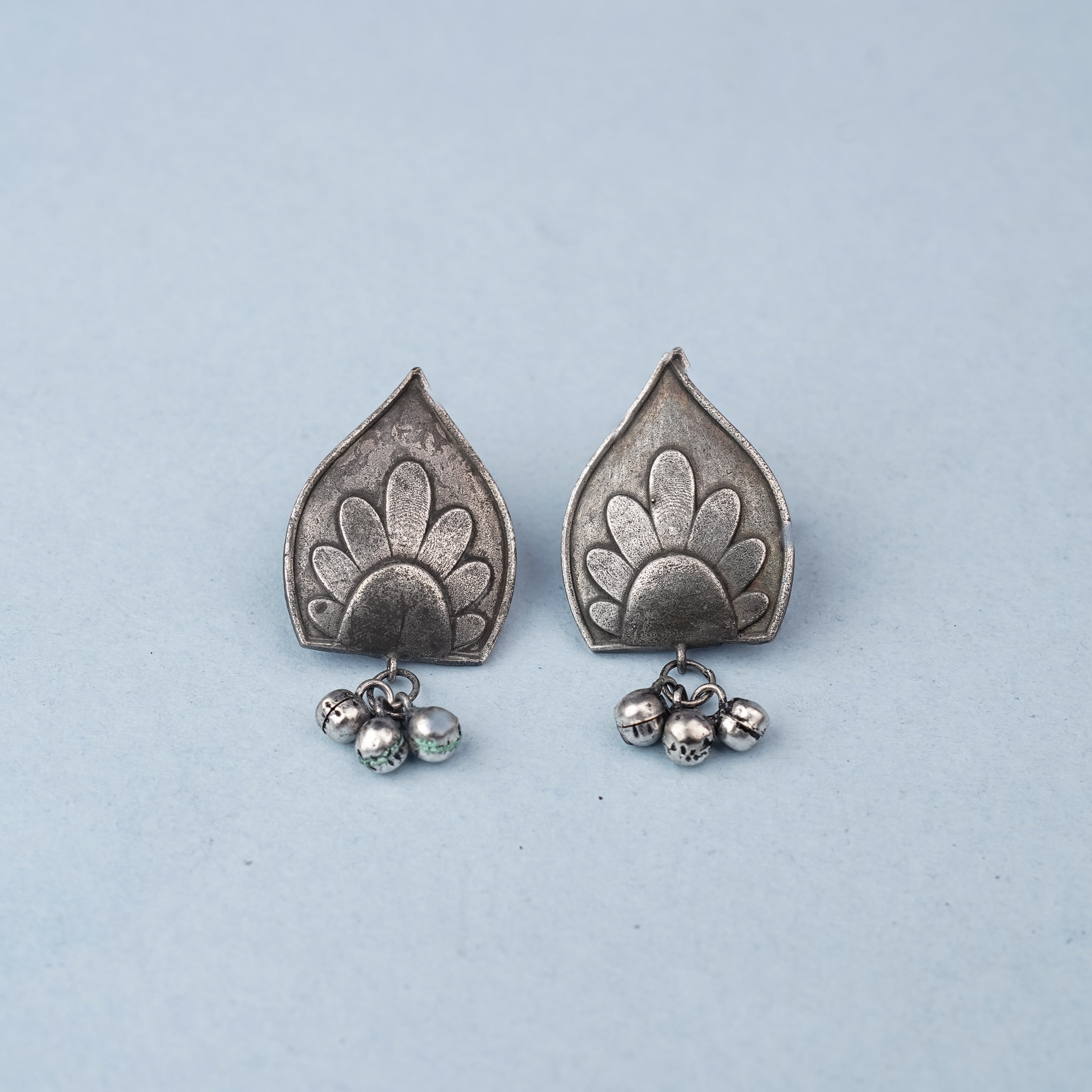 Nivedita- Silver Brass Oxidisd dangler earrings