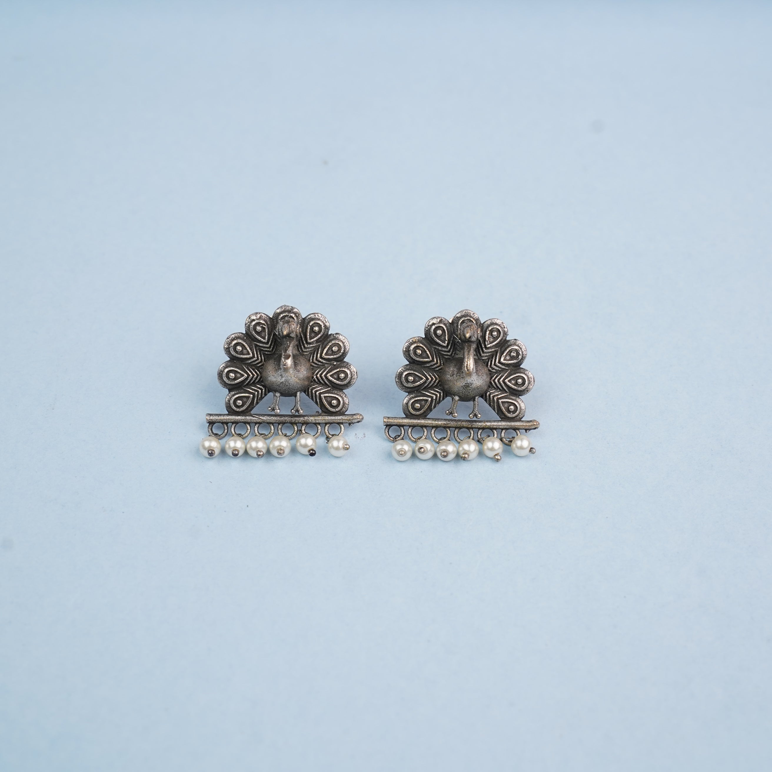 Mayurika- Silver Brass Pearl Stud Earring