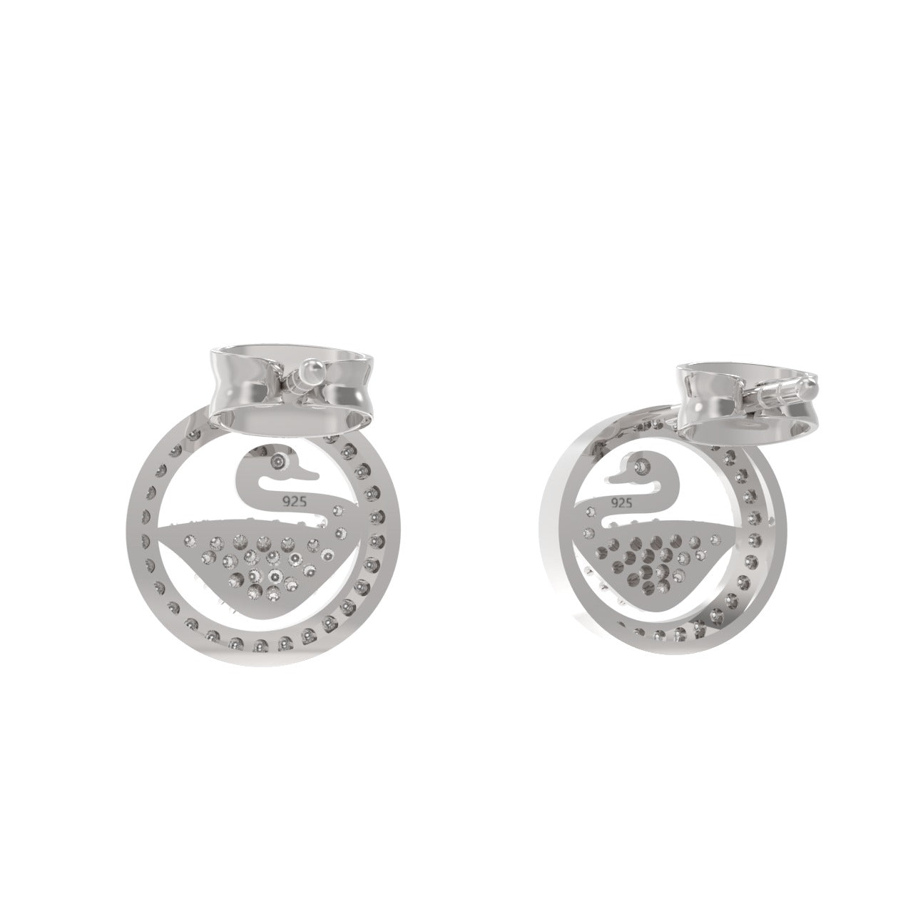 TVISVA JEWELS 925 Sterling Silver Swan Charm with Cubic Zirconia for Women