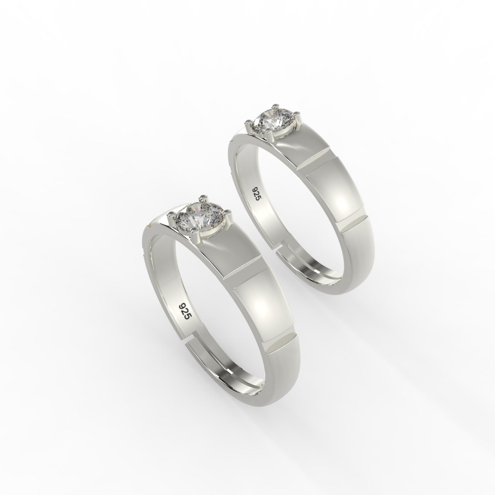 TVISVA JEWELS 925 Sterling Silver Cubic Zirconia Adjustable Contemporary Unisex Ring