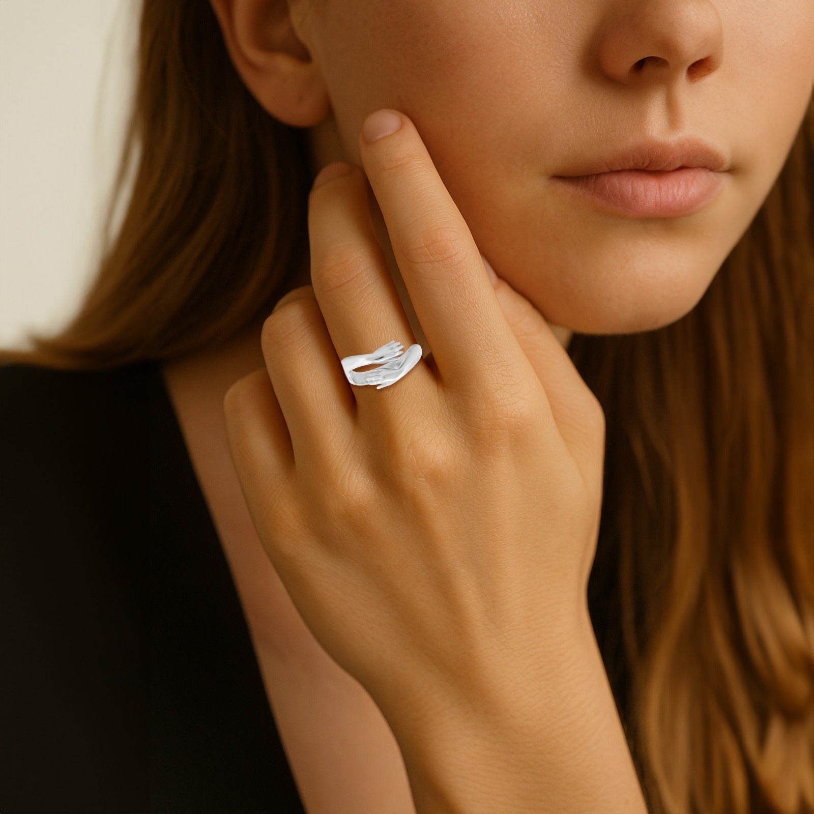 925 Sterling Silver Adjustable Hug Ring for Women