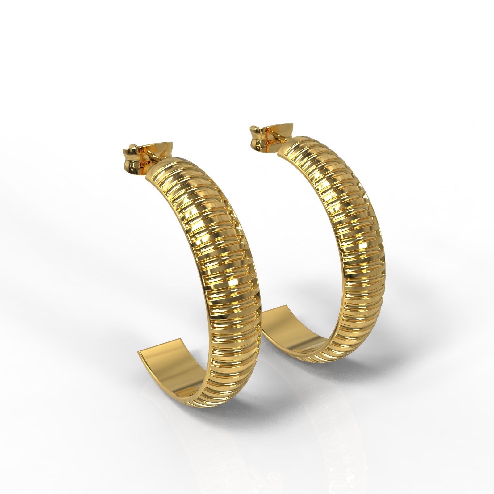 TVISVA JEWELS 925 Sterling Silver Ribbed Contemporary Hoop Earrings for Women